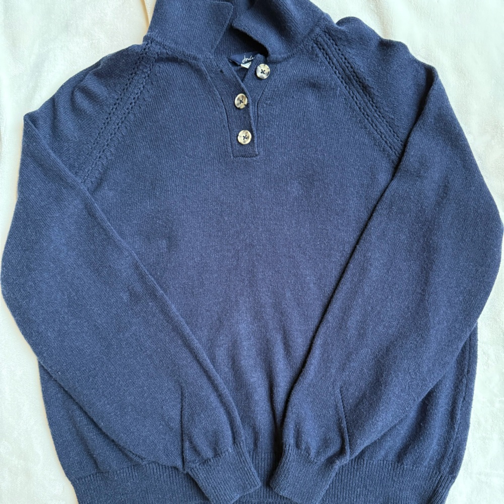 Joules Navy Knit Sweater with Button Accent